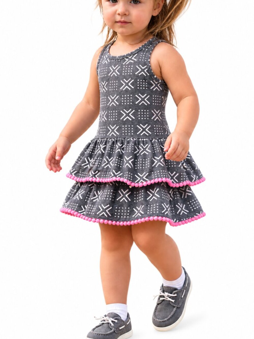 Tea Collection Gray Sleeveless Toddler / Baby Girl's Cotton Dress - 18-24 Months